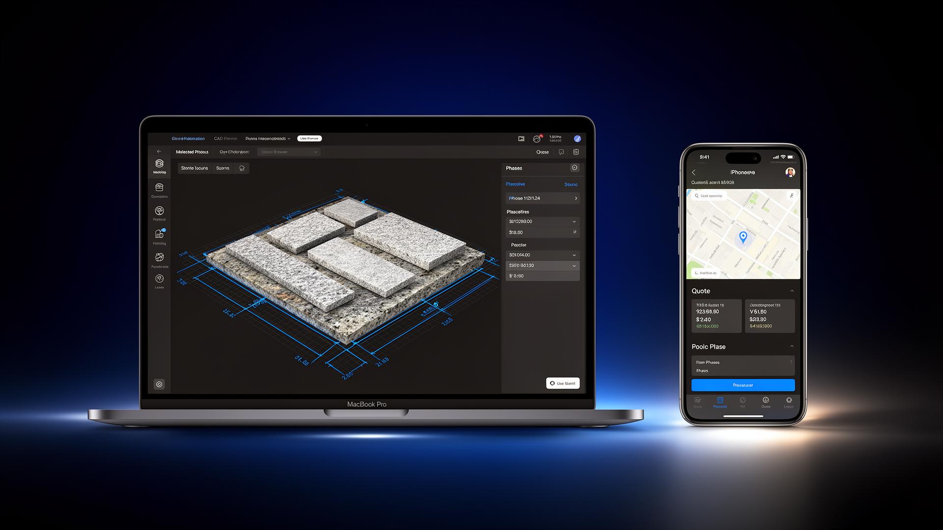 ZinLix Fabricator workspace on MacBook and iPhone